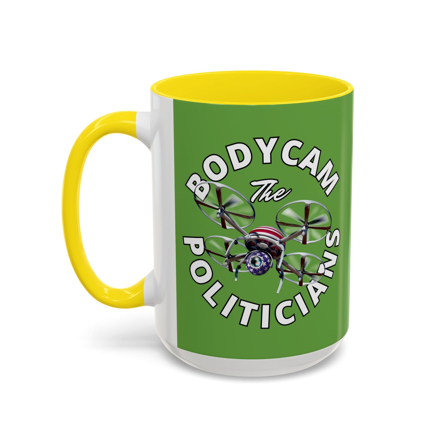 Bodycam the Politicians Drone Green Accent Mug by theGreenDragonTavern.shop