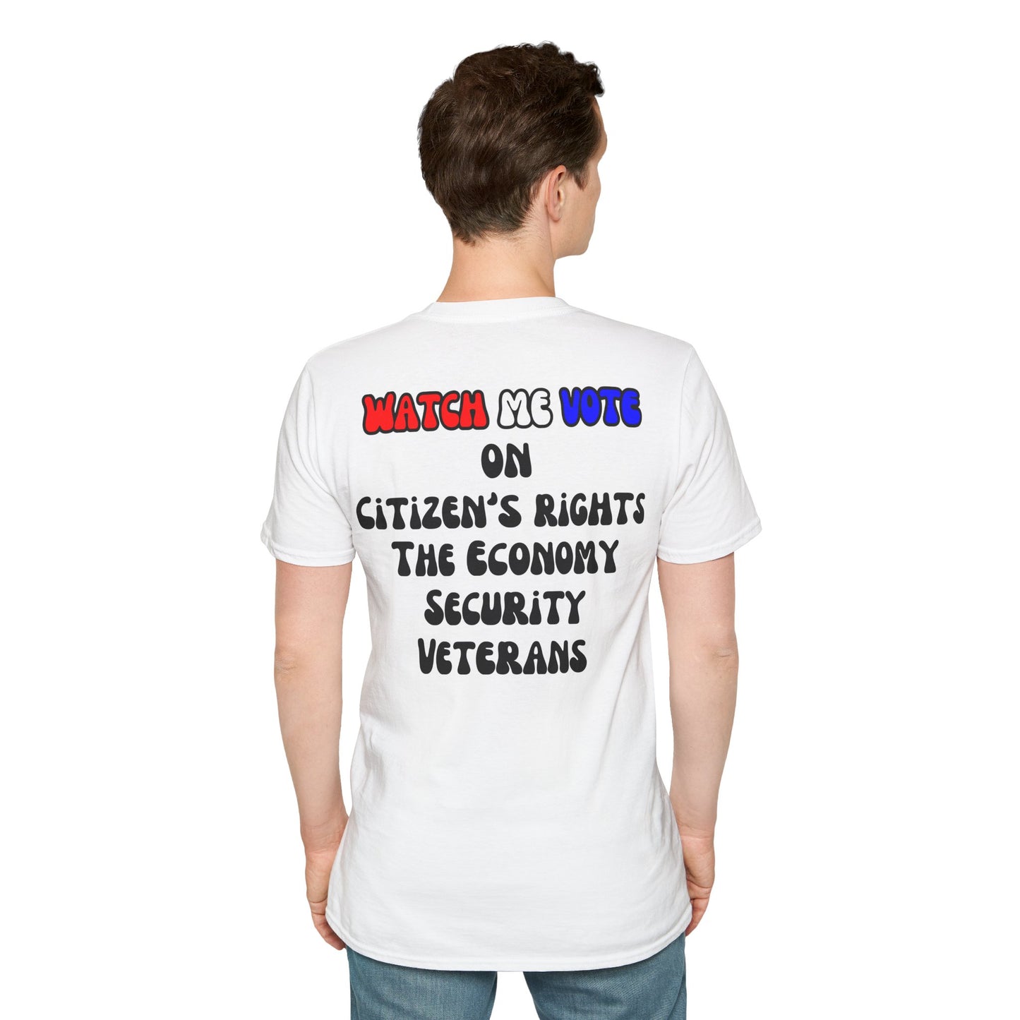 2-sided, I Am Woman Watch Me Vote Light colors Unisex T-Shirt by theGreenDragonTavern.shop