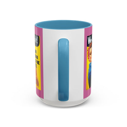 I Am Woman Watch Me Vote Rosie Pink Accent Mug by theGreenDragonTavern.shop