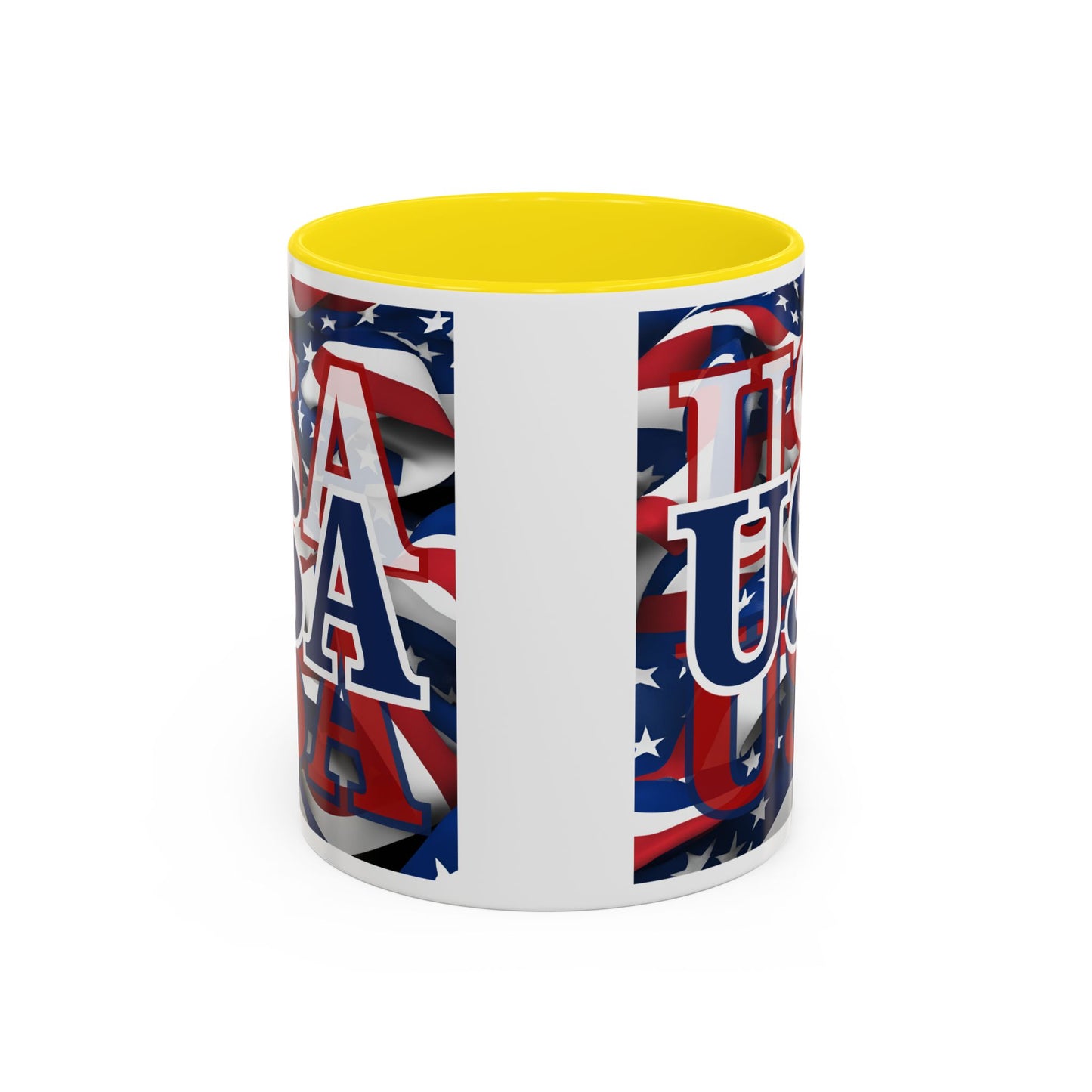 USA Blue font Center Patriot White Accent Mug by theGreenDragonTavern.shop