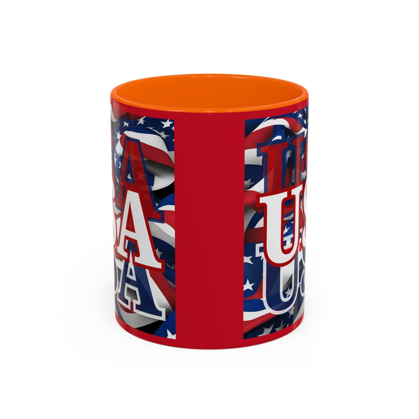 USA White font Center Patriot Red Accent Mug by theGreenDragonTavern.shop