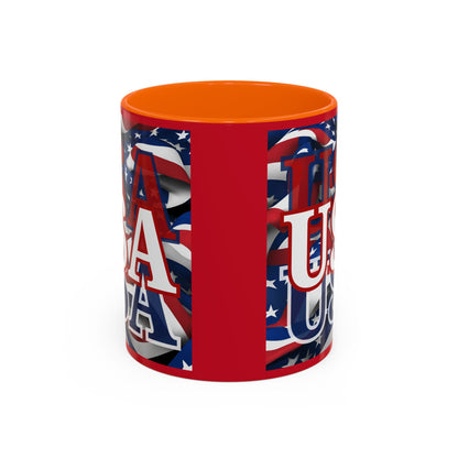 USA White font Center Patriot Red Accent Mug by theGreenDragonTavern.shop