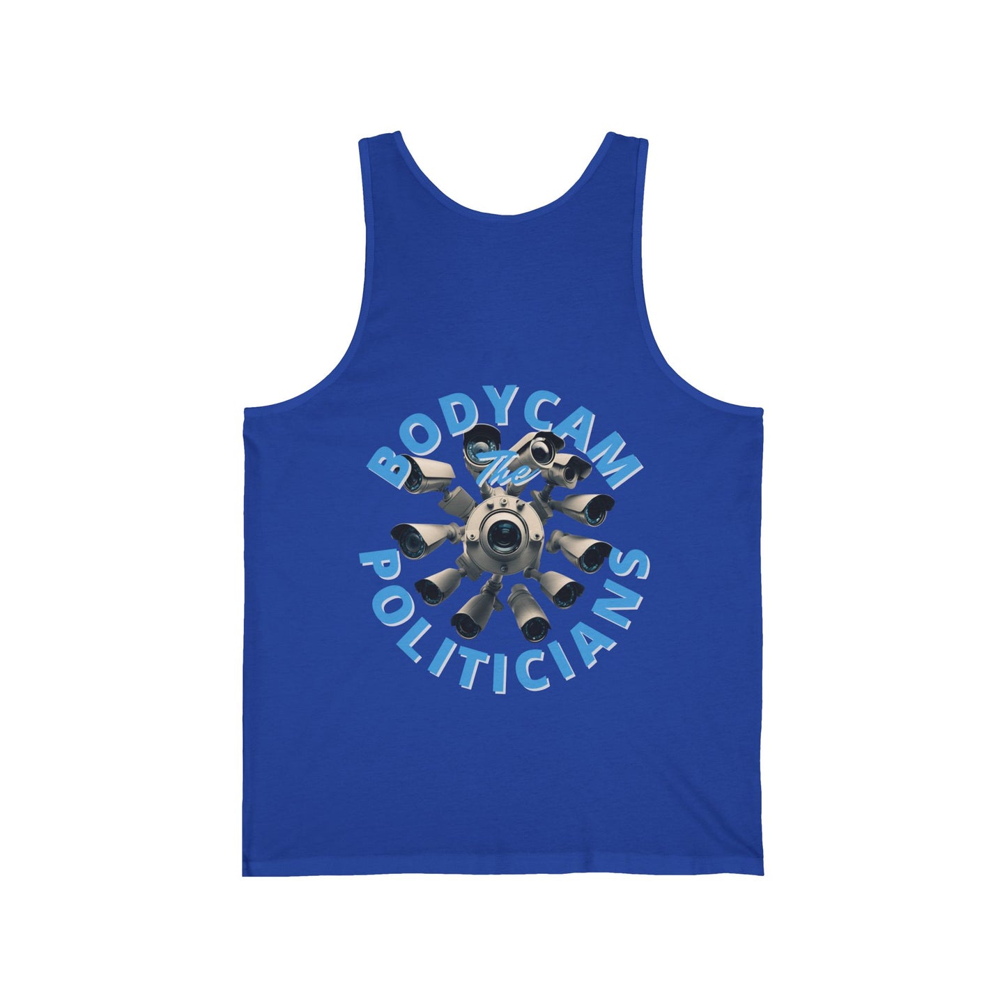 2-sided, Bodycam the Politicians Cameras Unisex Jersey Tank Top by theGreenDragonTavern.shop