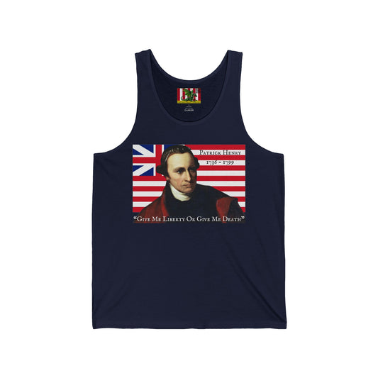 Patrick Henry Unisex Jersey Tank Top by theGreenDragonTavern.shop