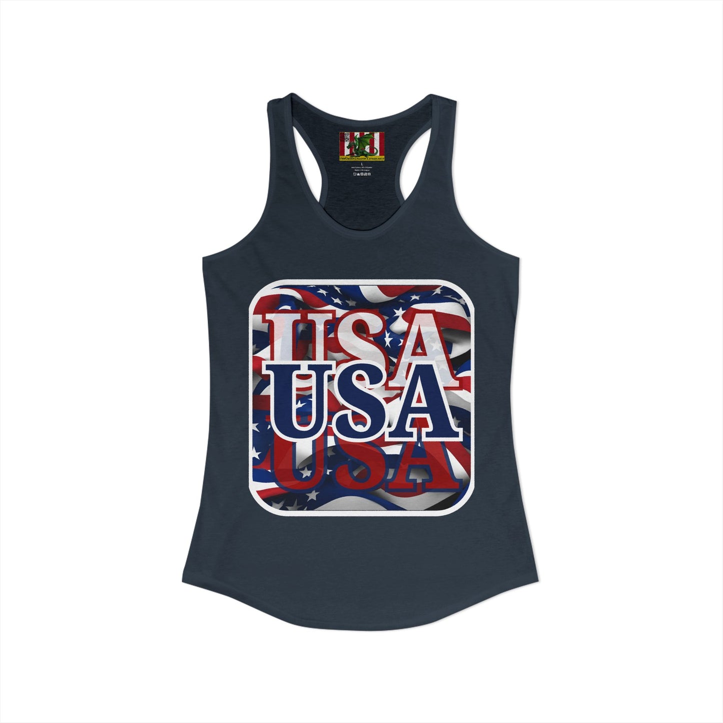 Red White and BLUE USA Patriot Women's Racerback Tank Top by theGreenDragonTavern.shop