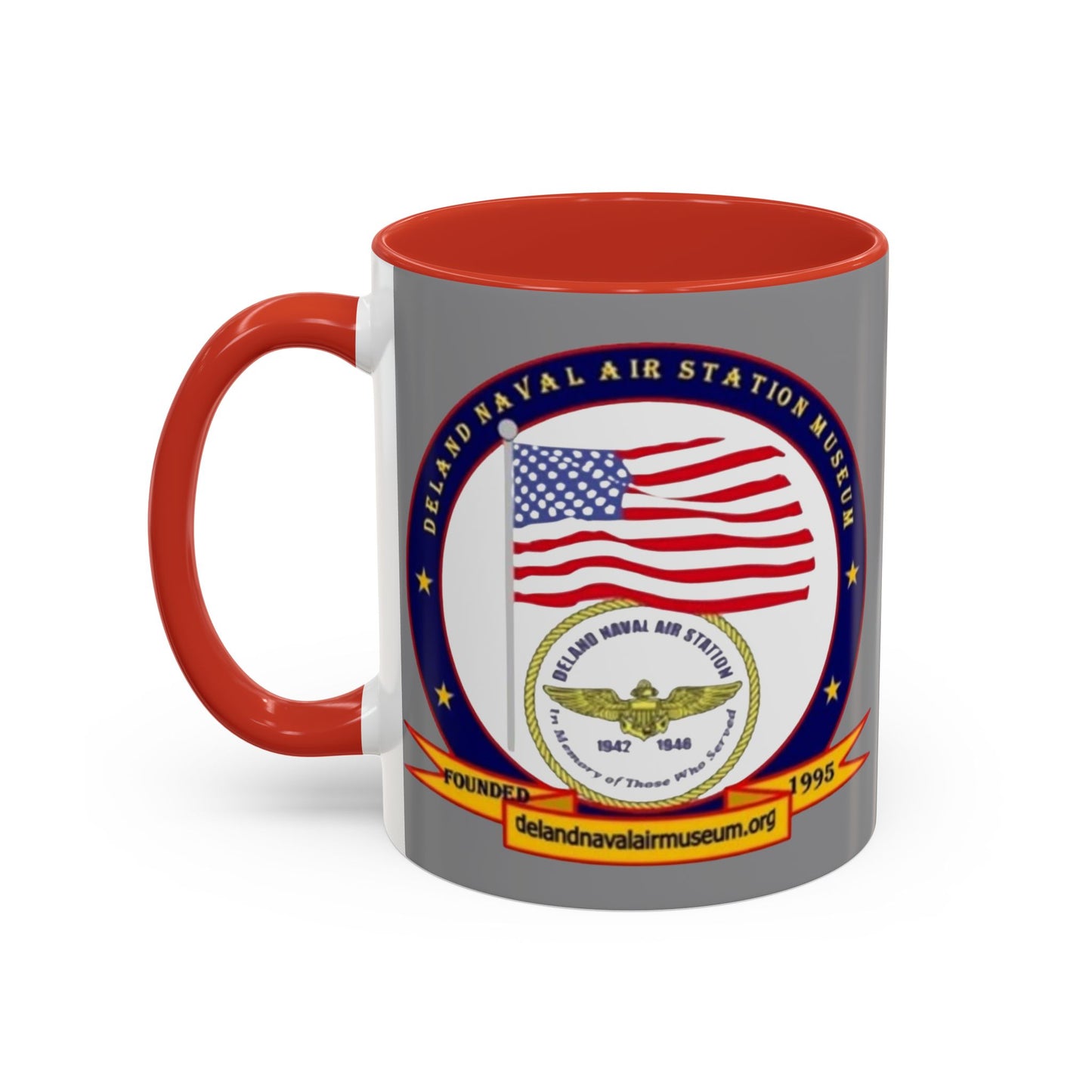 DeLand Naval Air Station Museum Grey Accent Mug by theGreenDragonTavern.shop