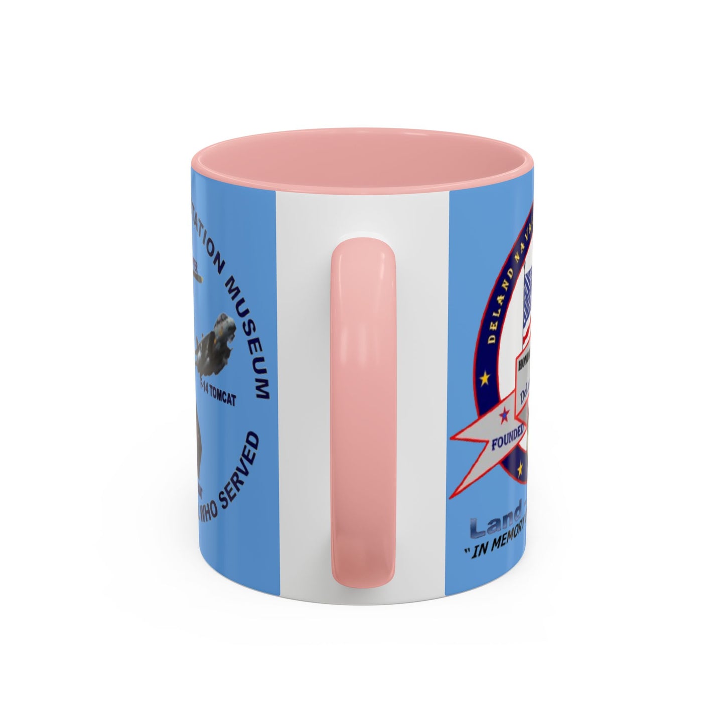 DNASM 2-sided, Founding & Student Art Light Blue Accent Mug by theGreenDragonTavern.shop