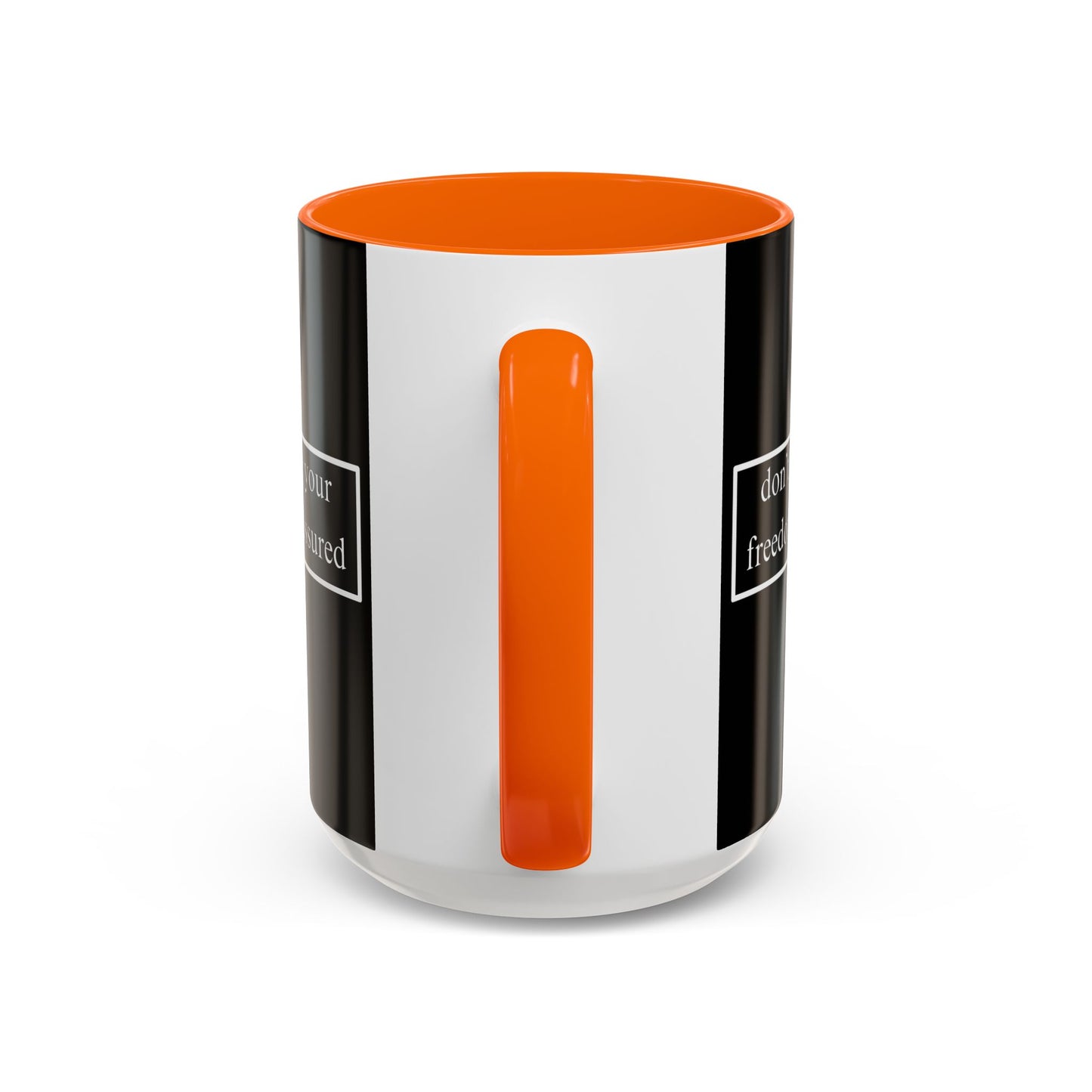 don't assume your freedoms are assured White font Black Accent Mug by theGreenDragonTavern.shop