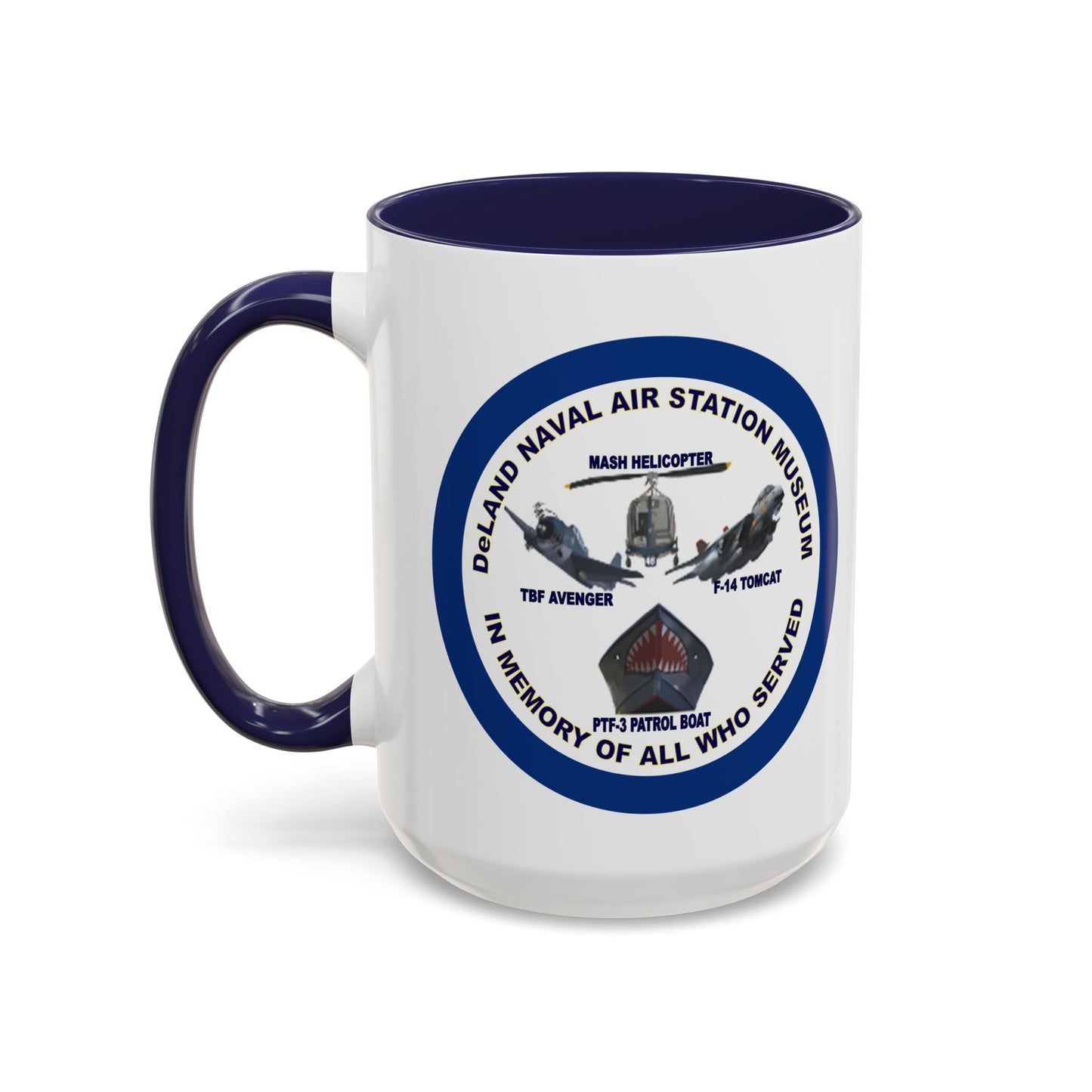 DNASM Student Art Navy Frame White Accent Mug by theGreenDragonTavern.shop