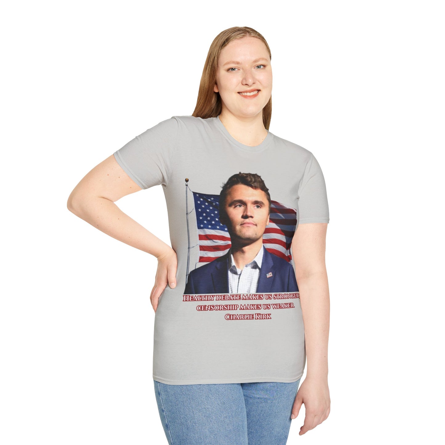 Charlie Kirk, Healthy Debate Light colors Unisex T-Shirt by theGreenDragonTavern.shop