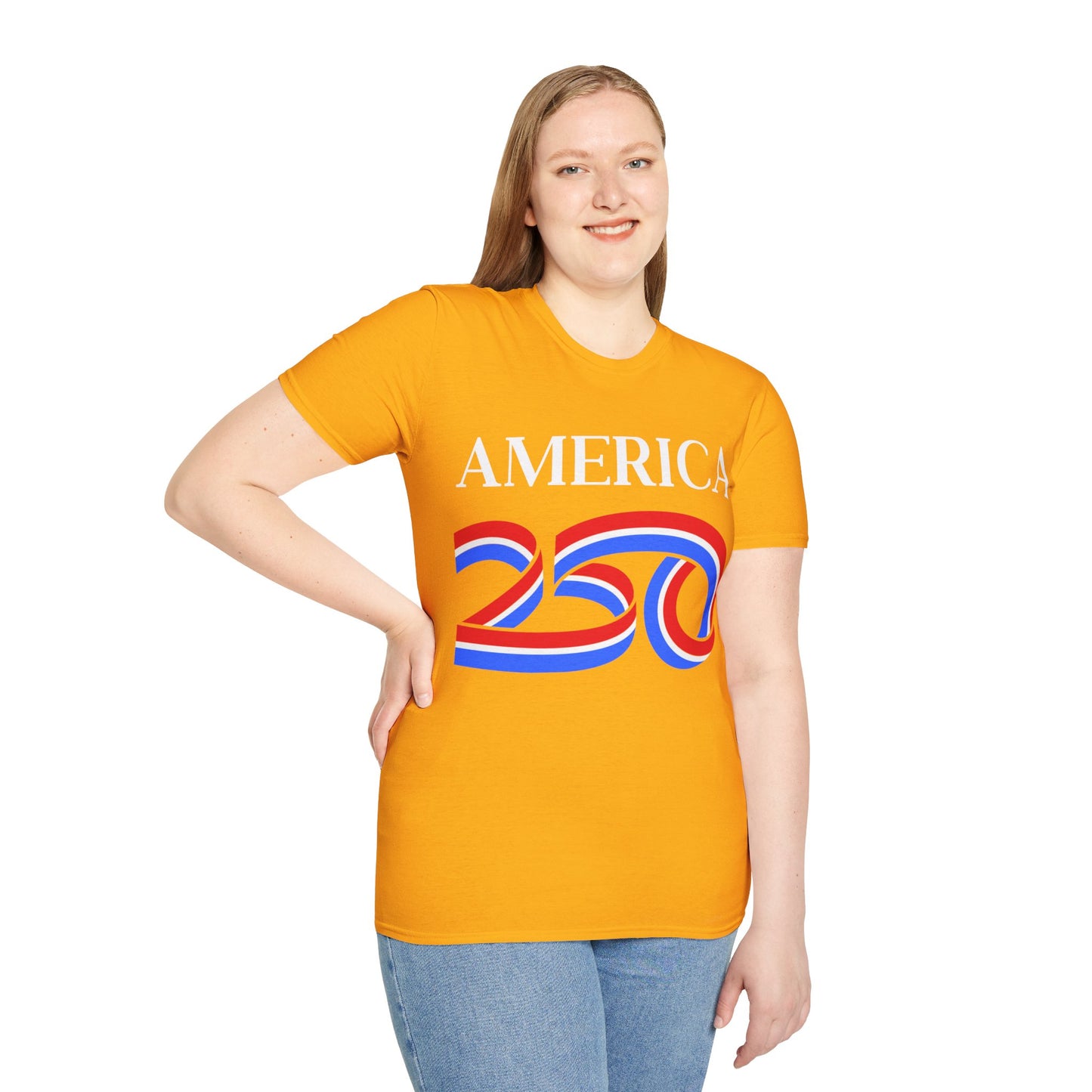 America 250 White font, Light colors, Unisex T-Shirt by theGreenDragonTavern.shop
