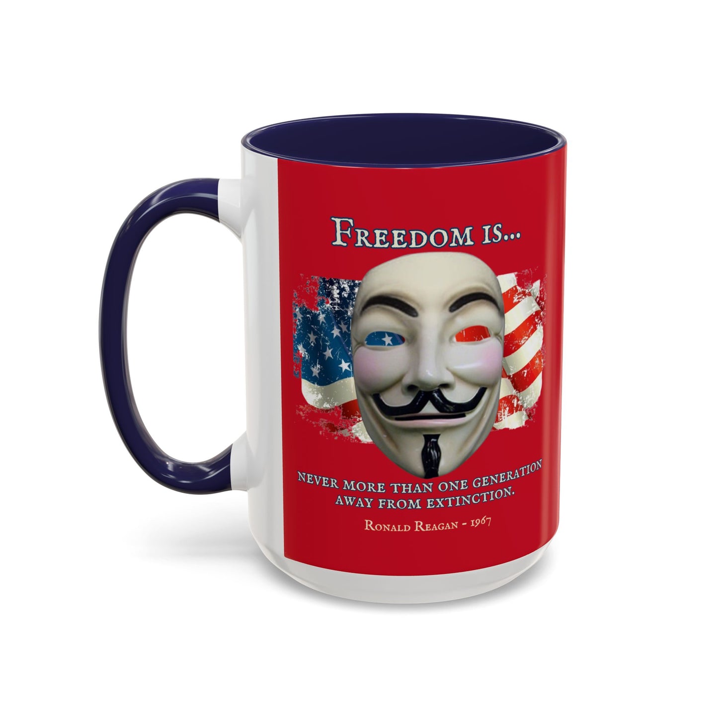 Ronald Reagan Freedom Vendetta Red Accent Mug by theGreenDragonTavern.shop