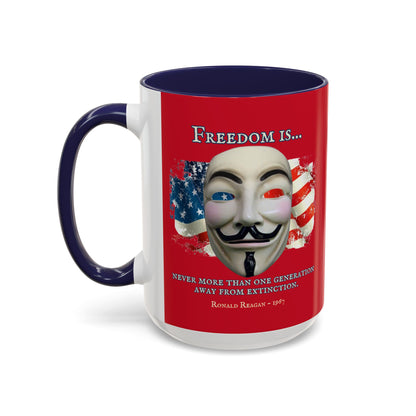 Ronald Reagan Freedom Vendetta Red Accent Mug by theGreenDragonTavern.shop
