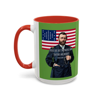"Traitors and Patriots" Ulysses Grant Green Accent Mug by theGreenDragonTavern.shop