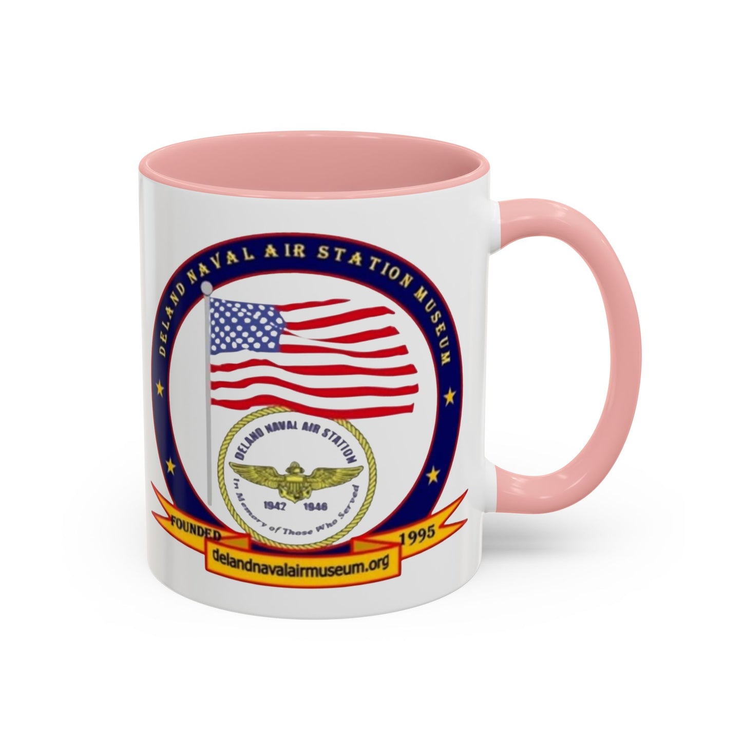 DeLand Naval Air Station Museum White Accent Mug by theGreenDragonTavern.shop