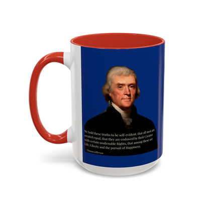 We hold these truths to be self-evident Dark Blue Accent Mug by theGreenDragonTavern.shop