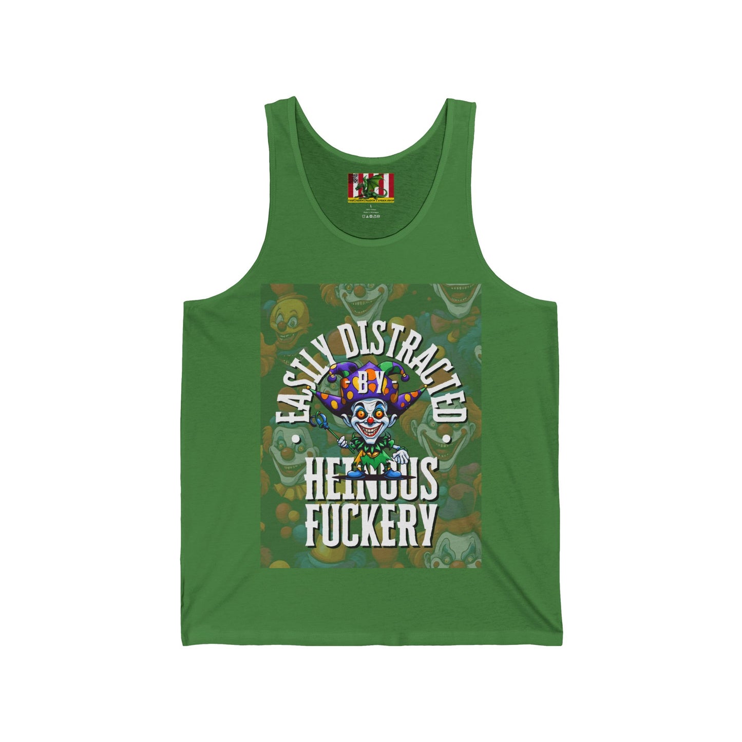 Easily Distracted by Heinous Fuckery Little Jincs Unisex Jersey Tank Top by theGreenDragonTavern.shop