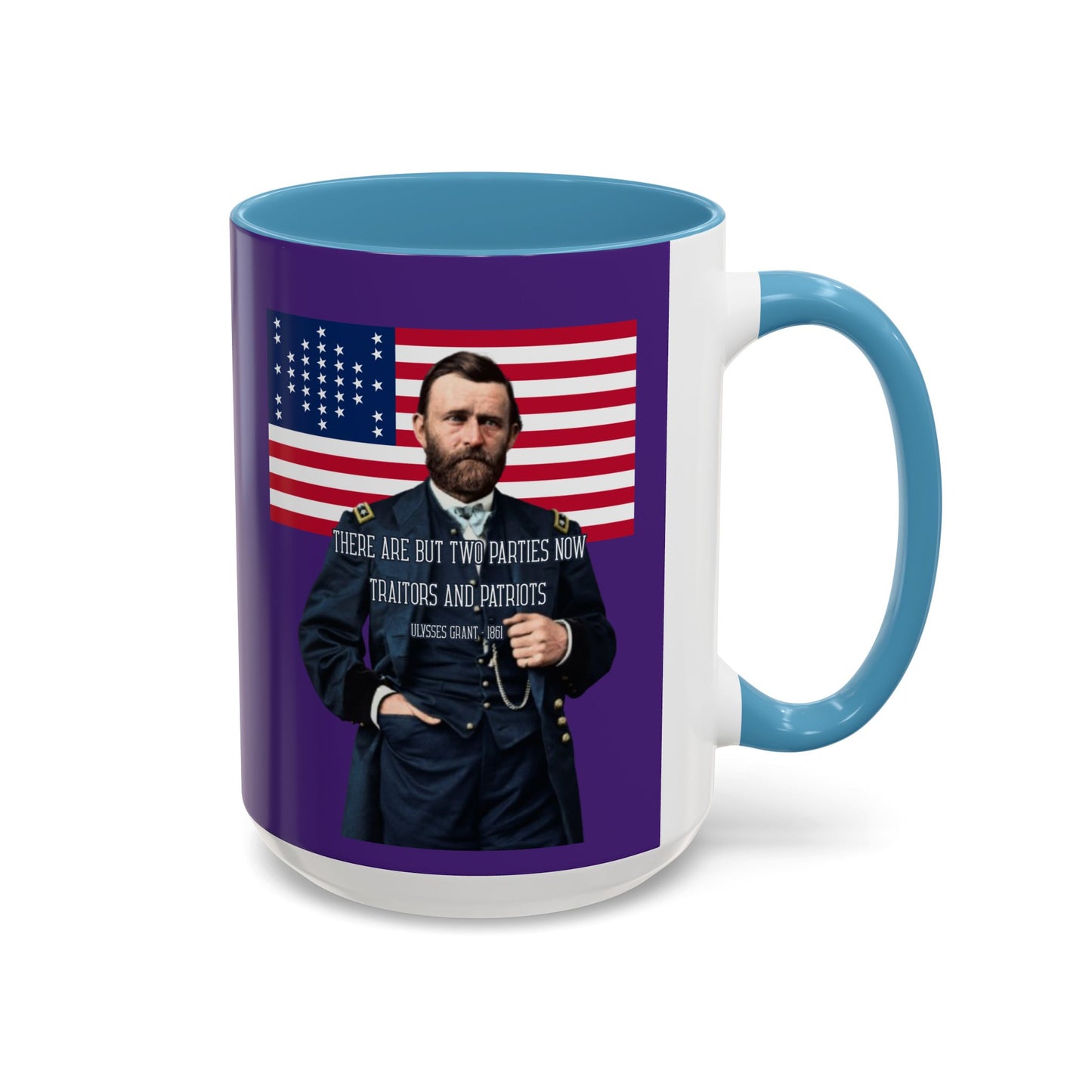 "Traitors and Patriots" Ulysses Grant Dark Purple Accent Mug by theGreenDragonTavern.shop