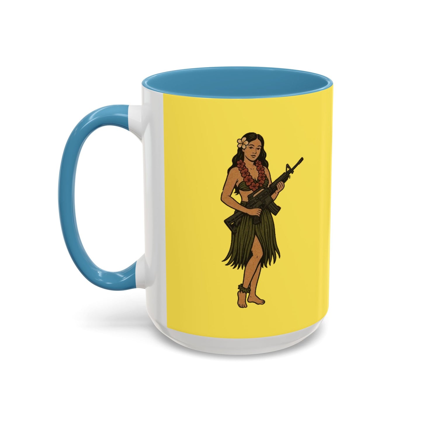 Hula Girl Packin' Heat Pineapple Accent Mug by theGreenDragonTavern.shop