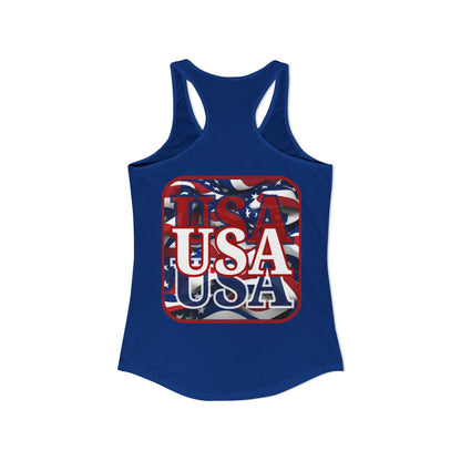 2-sided, Red WHITE and Blue USA Patriot Women's Racerback Tank Top by theGreenDragonTavern.shop