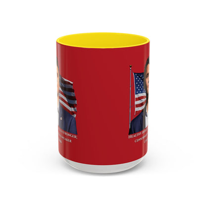 Charlie Kirk, Healthy Debate Red Accent Mug by theGreenDragonTavern.shop
