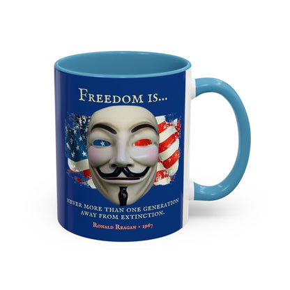 Ronald Reagan Freedom Vendetta Blue Accent Mug by theGreenDragonTavern.shop