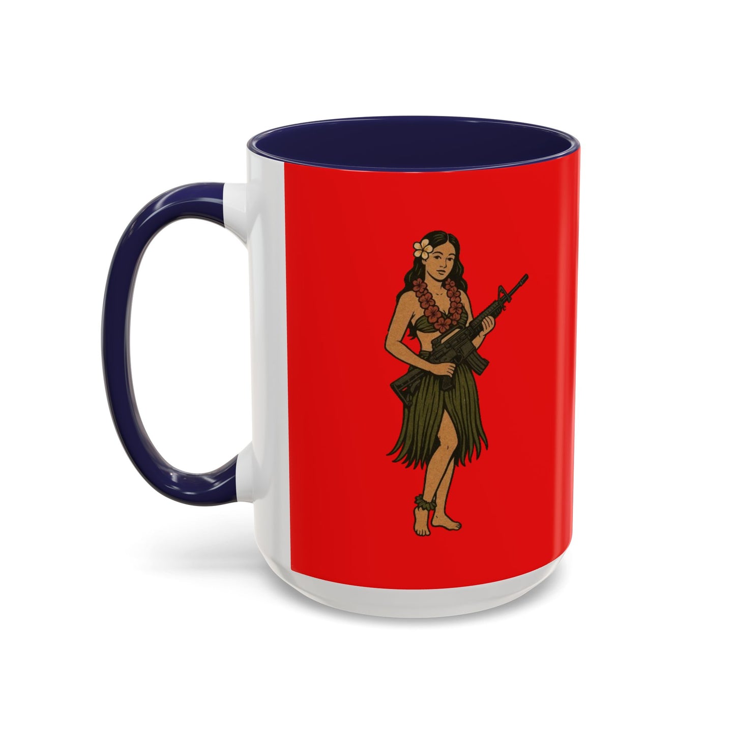 Hula Girl Packin' Heat Red Accent Mug by theGreenDragonTavern.shop