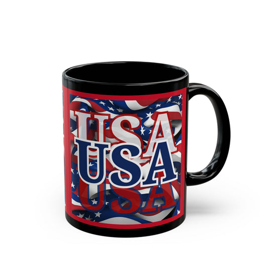 USA Blue font Center Patriot Red Mug by theGreenDragonTavern.shop