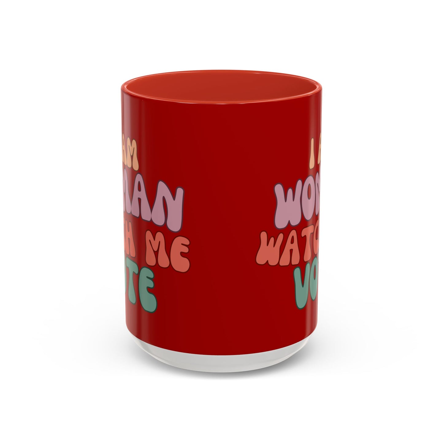 I Am Woman Watch Me Vote Red Accent Mug by theGreenDragonTavern.shop
