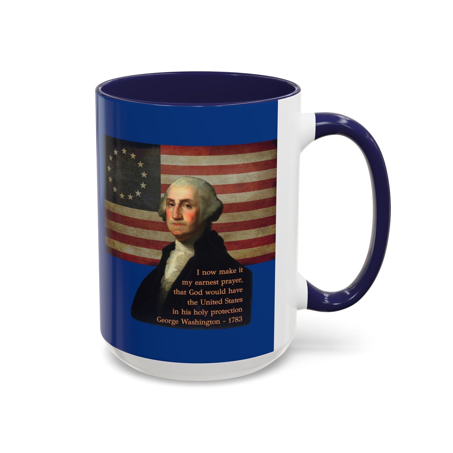 Washington's Earnest Prayer Dark Blue Accent Mug by theGreenDragonTavern.shop
