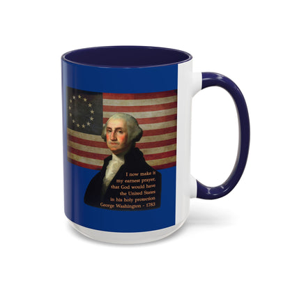Washington's Earnest Prayer Dark Blue Accent Mug by theGreenDragonTavern.shop