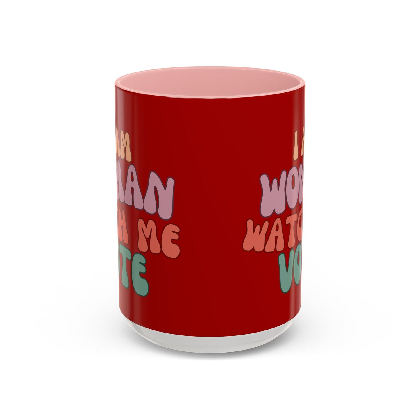 I Am Woman Watch Me Vote Red Accent Mug by theGreenDragonTavern.shop