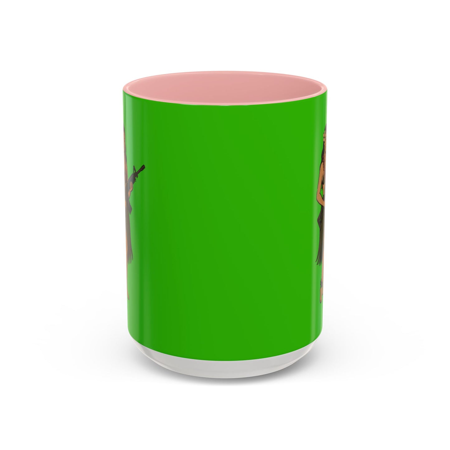 Hula Girl Packin' Heat Light Green Accent Mug by theGreenDragonTavern.shop