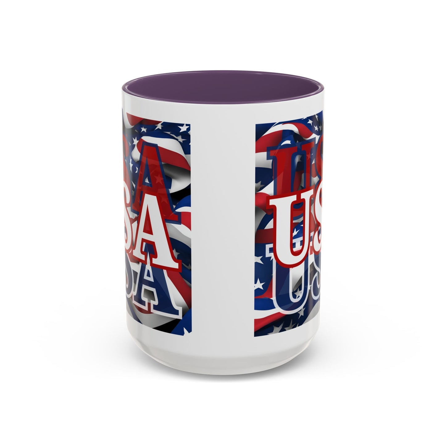 USA White font Center Patriot White Accent Mug by theGreenDragonTavern.shop