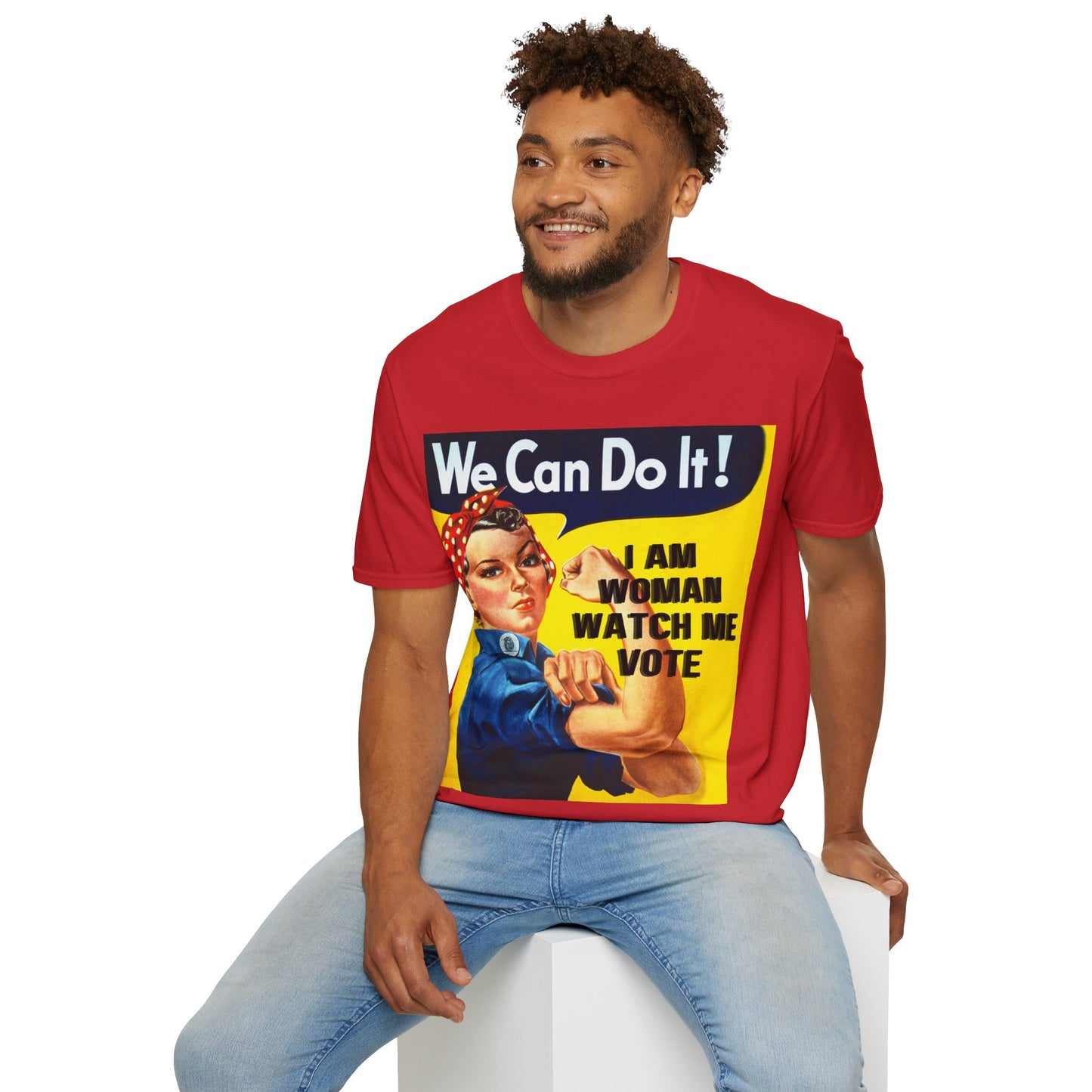 I Am Woman Watch Me Vote Rosie Light colors Unisex T-Shirt by theGreenDragonTavern.shop