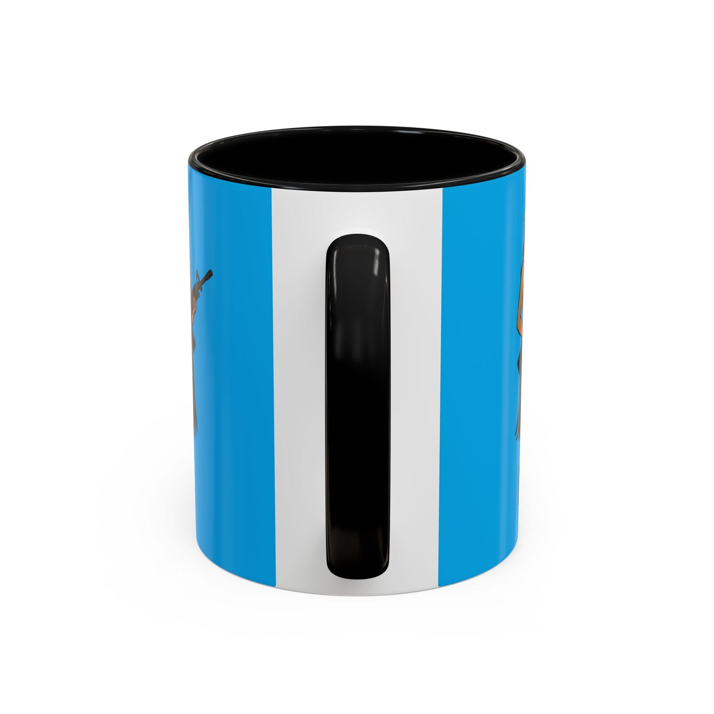 Hula Girl Packin' Heat Light Blue Accent Mug by theGreenDragonTavern.shop
