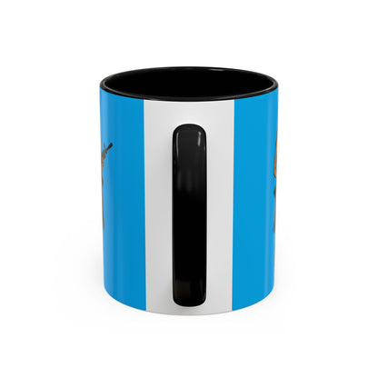 Hula Girl Packin' Heat Light Blue Accent Mug by theGreenDragonTavern.shop