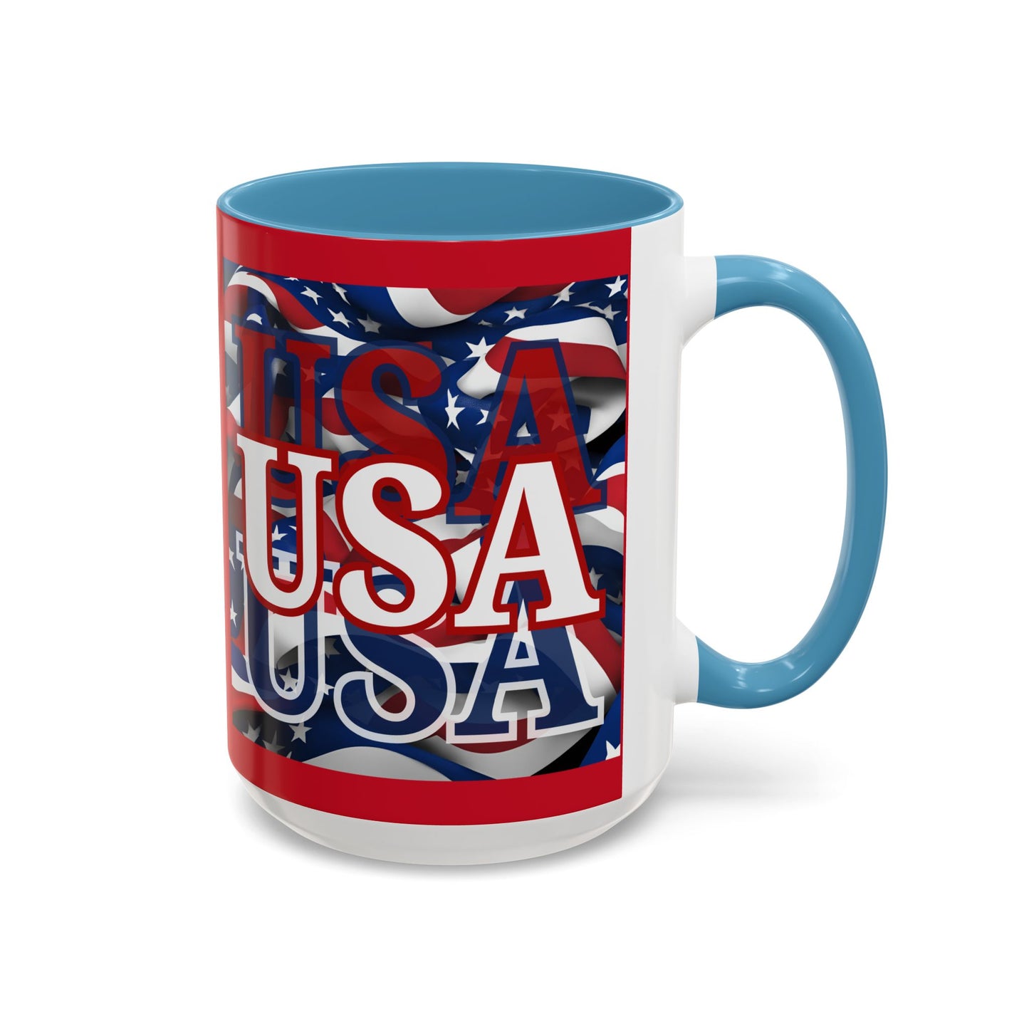 USA White font Center Patriot Red Accent Mug by theGreenDragonTavern.shop