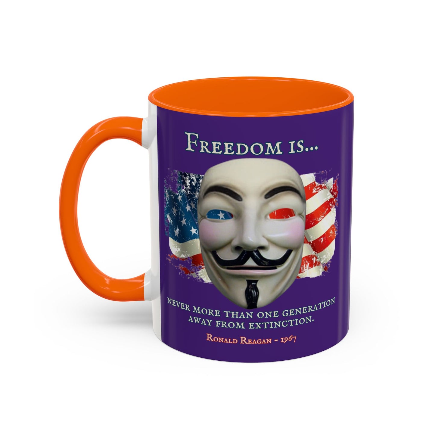 Ronald Reagan Freedom Vendetta Purple Accent Mug by theGreenDragonTavern.shop