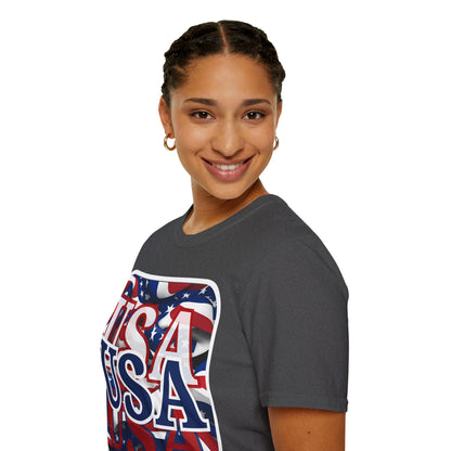 Red White and BLUE USA Patriot Dark colors Unisex T-Shirt by theGreenDragonTavern.shop
