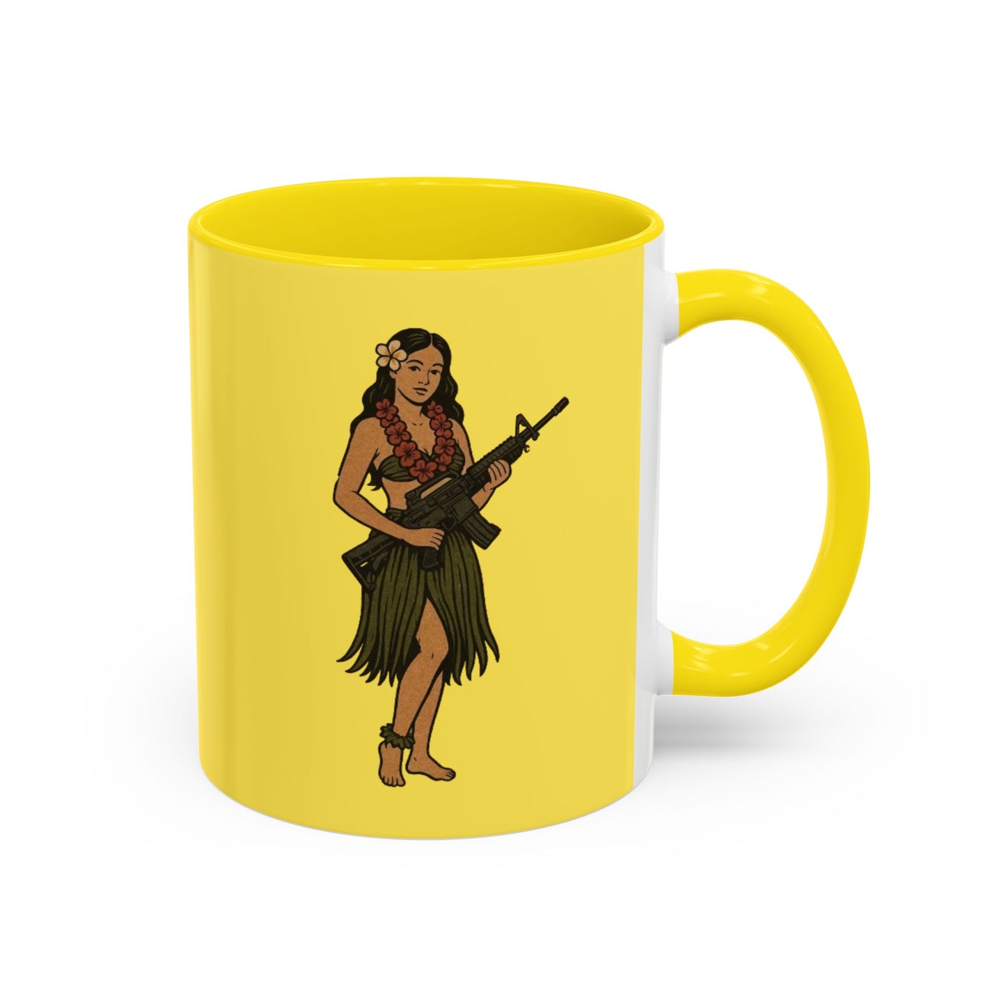 Hula Girl Packin' Heat Pineapple Accent Mug by theGreenDragonTavern.shop