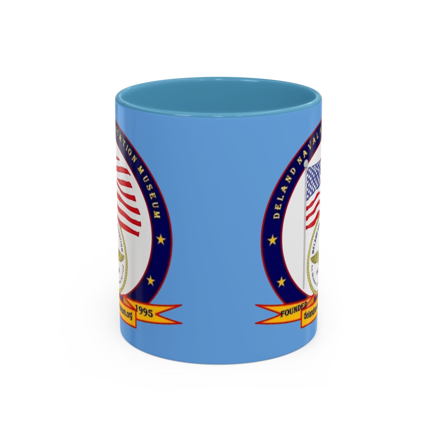 DeLand Naval Air Station Museum Light Blue Accent Mug by theGreenDragonTavern.shop