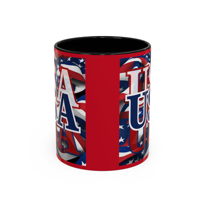 USA Blue font Center Patriot Red Accent Mug by theGreenDragonTavern.shop