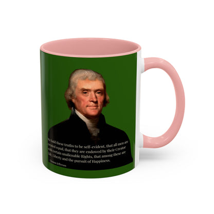 We hold these truths to be self-evident Dark Green Accent Mug by theGreenDragonTavern.shop