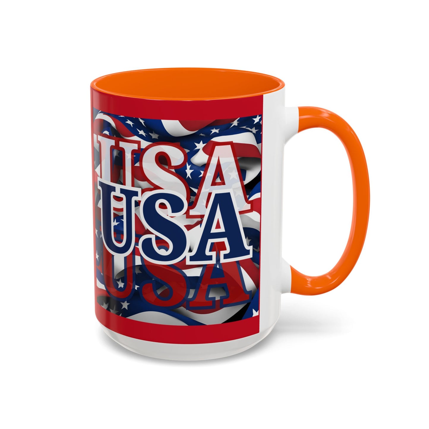 USA Blue font Center Patriot Red Accent Mug by theGreenDragonTavern.shop