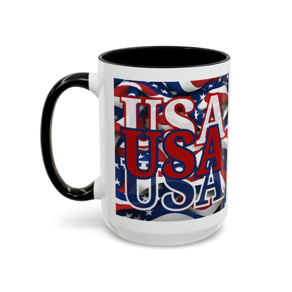 USA Red font Center Patriot White Accent Mug by theGreenDragonTavern.shop