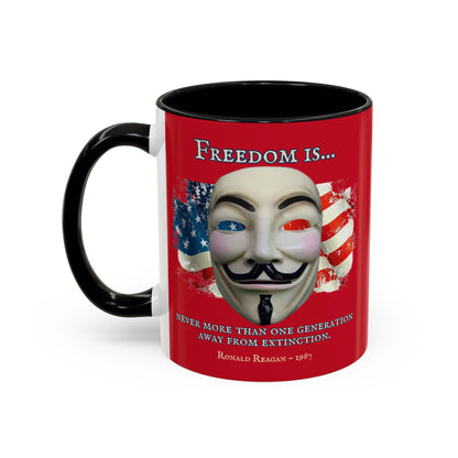Ronald Reagan Freedom Vendetta Red Accent Mug by theGreenDragonTavern.shop