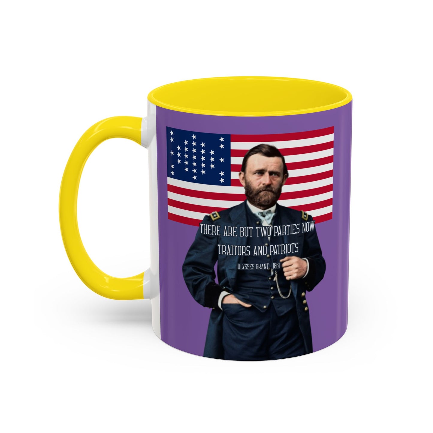 "Traitors and Patriots" Ulysses Grant Light Purple Accent Mug by theGreenDragonTavern.shop