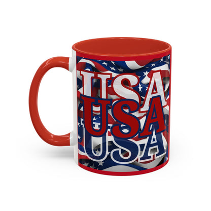 USA Red font Center Patriot Red Accent Mug by theGreenDragonTavern.shop