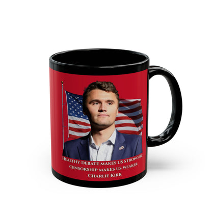 Charlie Kirk, Healthy Debate Red Mug by theGreenDragonTavern.shop